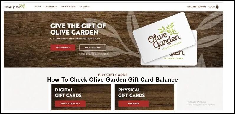 How To Check Olive Garden Gift Card Balance